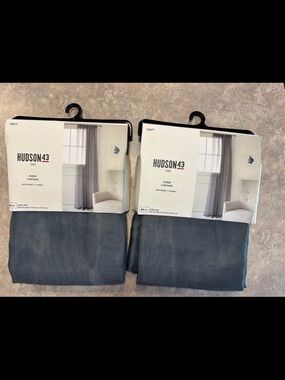 Hudson 43 Sheer Curtain Panels in Dark Gray - Set of 2